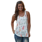 Tank Tops Arrow Printing Women Sleeveless Shirt Blouses Casual O Neck Tank Tops T-Shirt White Vest Top