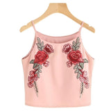 Women Embroidery Tank Top 2017 Summer Short Halter Top camisole Sexy off shoulder halter crop top backless women tops party cami
