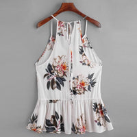 Smmer Beach Wear Camis Women Floral Printed Casual Sleeveless Crop Top Vest Tank Shirt Blouse Cami Top Cropped Feminino