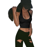 Sexy Womens Casual Slim Sleeveless Tank Cami Vest Crop Top Fitness White Black Vest