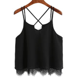 Woman Summer Tops 2017 Chiffon White Camis Lace Vest Top Sleeveless Casual ladies crop tops Tank T-Shirt short feminino