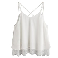 Woman Summer Tops 2017 Chiffon White Camis Lace Vest Top Sleeveless Casual ladies crop tops Tank T-Shirt short feminino