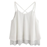 Woman Summer Tops 2017 Chiffon White Camis Lace Vest Top Sleeveless Casual ladies crop tops Tank T-Shirt short feminino