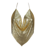 Summer Hot Sequined Camis Women Sexy V-neck Halter Backless Chain Bling Tank Vest Bralette Ladies Croped Tops