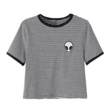 Fashion Cool Women Girls 3D Print T Shirts Aliens crop top Short Sleeve women Tops Hot Sale Gray Black shirt
