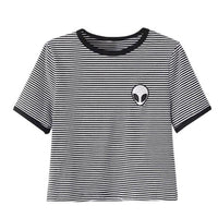 Fashion Cool Women Girls 3D Print T Shirts Aliens crop top Short Sleeve women Tops Hot Sale Gray Black shirt