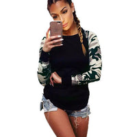 Hot Sale ! Army Green T Shirt Women Long Sleeve Shirt Casual Printing Plus Size Tops For Cool Girl
