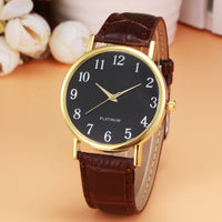 Genvivia 2017 New Women's Watch Retro Design Leather Band Analog Alloy Quartz Wrist Watch High Quality Gift wristwatch