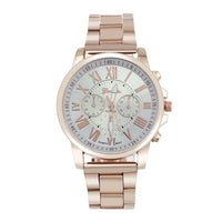 2017 Fashion Women's Watches Geneva Roman Number Stainless Steel Analog Rose Gold Quartz Wrist Watch Ladies Dress Watch &02