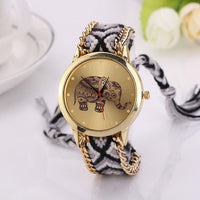 New Fashon Watches Women Elephant Pattern Weaved Rope Band Bracelet Quartz Wrist Watch Women Clock Female relojes mujer 2017