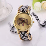 New Fashon Watches Women Elephant Pattern Weaved Rope Band Bracelet Quartz Wrist Watch Women Clock Female relojes mujer 2017