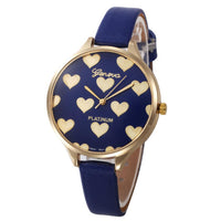 relojes mujer 2016 Ladies Geneva Watches Heart Fashion Elegant Women Dress Watch PU Leather Quarzt-Watch Relogio feminino