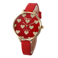 relojes mujer 2016 Ladies Geneva Watches Heart Fashion Elegant Women Dress Watch PU Leather Quarzt-Watch Relogio feminino