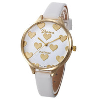 relojes mujer 2016 Ladies Geneva Watches Heart Fashion Elegant Women Dress Watch PU Leather Quarzt-Watch Relogio feminino