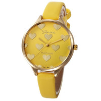 relojes mujer 2016 Ladies Geneva Watches Heart Fashion Elegant Women Dress Watch PU Leather Quarzt-Watch Relogio feminino
