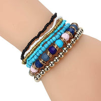 2016 new 7PCS/Set Women Multilayer Acrylic Beads Bangle Bracelets Beach