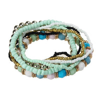 2016 new 7PCS/Set Women Multilayer Acrylic Beads Bangle Bracelets Beach