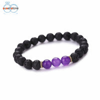 SUSENSTONE Wholesale Black Volcanic Lava Stone Beaded bracelet For Women Men Fashion personality Jewelry
