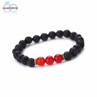 SUSENSTONE Wholesale Black Volcanic Lava Stone Beaded bracelet For Women Men Fashion personality Jewelry