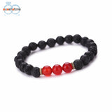SUSENSTONE Wholesale Black Volcanic Lava Stone Beaded bracelet For Women Men Fashion personality Jewelry