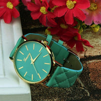 2017 Simple Desgin Fashion Womens Watches Geneva PU Leather Quartz Wrist Watch For Women Kol Saati Clock Woman