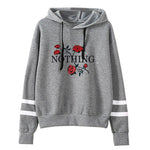 Autumn T-shirt For Womens Flower Print Long Sleeve Hoodie Sweatshirt Jumper Hooded Pullover High Quality Gray Green White Tops
