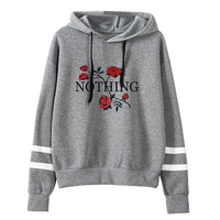 Autumn T-shirt For Womens Flower Print Long Sleeve Hoodie Sweatshirt Jumper Hooded Pullover High Quality Gray Green White Tops
