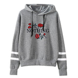 Autumn T-shirt For Womens Flower Print Long Sleeve Hoodie Sweatshirt Jumper Hooded Pullover High Quality Gray Green White Tops