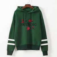 Autumn T-shirt For Womens Flower Print Long Sleeve Hoodie Sweatshirt Jumper Hooded Pullover High Quality Gray Green White Tops
