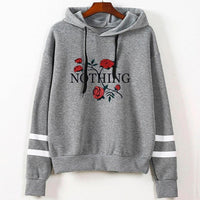 Autumn T-shirt For Womens Flower Print Long Sleeve Hoodie Sweatshirt Jumper Hooded Pullover High Quality Gray Green White Tops
