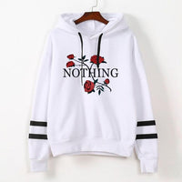 Autumn T-shirt For Womens Flower Print Long Sleeve Hoodie Sweatshirt Jumper Hooded Pullover High Quality Gray Green White Tops