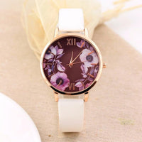 Elegant Watch Women 2017 PU Leather Wristwatch For Women Floral Clock Woman Quartz Watch Reloj mujer Montre Female #824