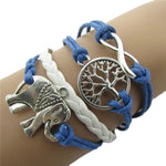 Handmade Charms Tree Elephant Knit Leather Rope Chain Bracelet Gift