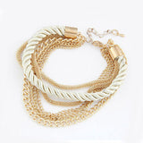 Handmade Gold Chain Braided Rope Multilayer Bracelet Bangle Chain WH
