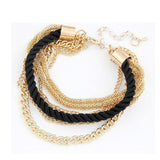 Handmade Gold Chain Braided Rope Multilayer Bracelet Bangle Chain WH