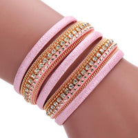 Women Bohemian Bracelet Woven Braided Handmade Wrap Cuff Magnetic Clasp Black