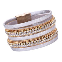 Women Bohemian Bracelet Woven Braided Handmade Wrap Cuff Magnetic Clasp Black