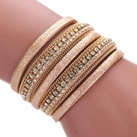 Women Bohemian Bracelet Woven Braided Handmade Wrap Cuff Magnetic Clasp Black
