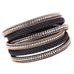 Women Bohemian Bracelet Woven Braided Handmade Wrap Cuff Magnetic Clasp Black
