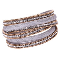 Women Bohemian Bracelet Woven Braided Handmade Wrap Cuff Magnetic Clasp Black