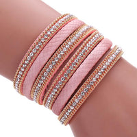 Women Bohemian Bracelet Woven Braided Handmade Wrap Cuff Magnetic Clasp Black