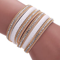 Women Bohemian Bracelet Woven Braided Handmade Wrap Cuff Magnetic Clasp Black