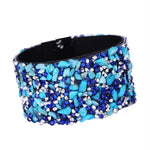 Women Bohemian Crystal Magnetic Clasp Bracelets Wrist Chains Blue