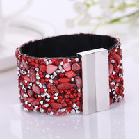 Women Bohemian Crystal Magnetic Clasp Bracelets Wrist Chains Blue