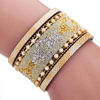 Women Bohemian Magnetic Clasp Bracelets Wrist Chains Gold