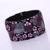 Women Bohemian Crystal Cowhide Bracelets Wrist Chains Beige