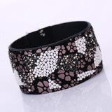 Women Bohemian Crystal Cowhide Bracelets Wrist Chains Beige