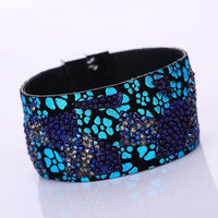 Women Bohemian Crystal Cowhide Bracelets Wrist Chains Beige