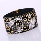 Women Bohemian Crystal Cowhide Bracelets Wrist Chains Beige