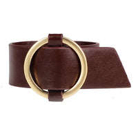 Women Leather Belt Bracelet Punk Cool Round Wide Bangle Cuff Wristband Black